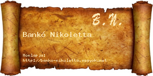 Bankó Nikoletta névjegykártya